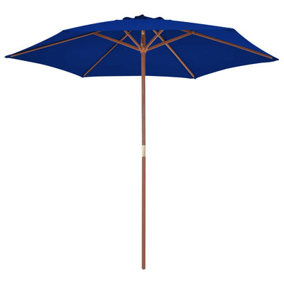 parasol 270 cm træstang blå