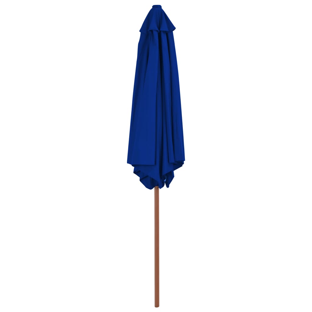 parasol 270 cm træstang blå