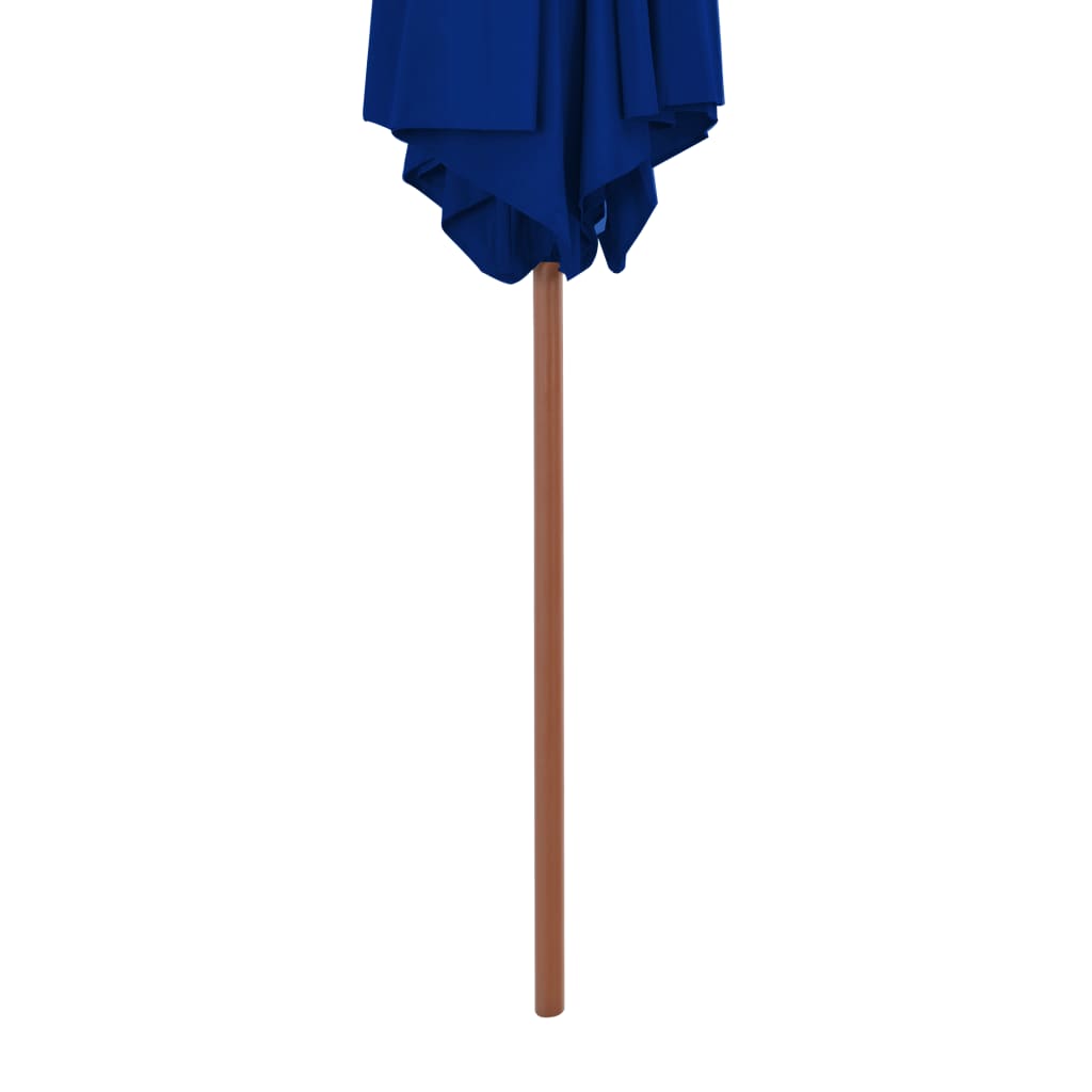 parasol 270 cm træstang blå