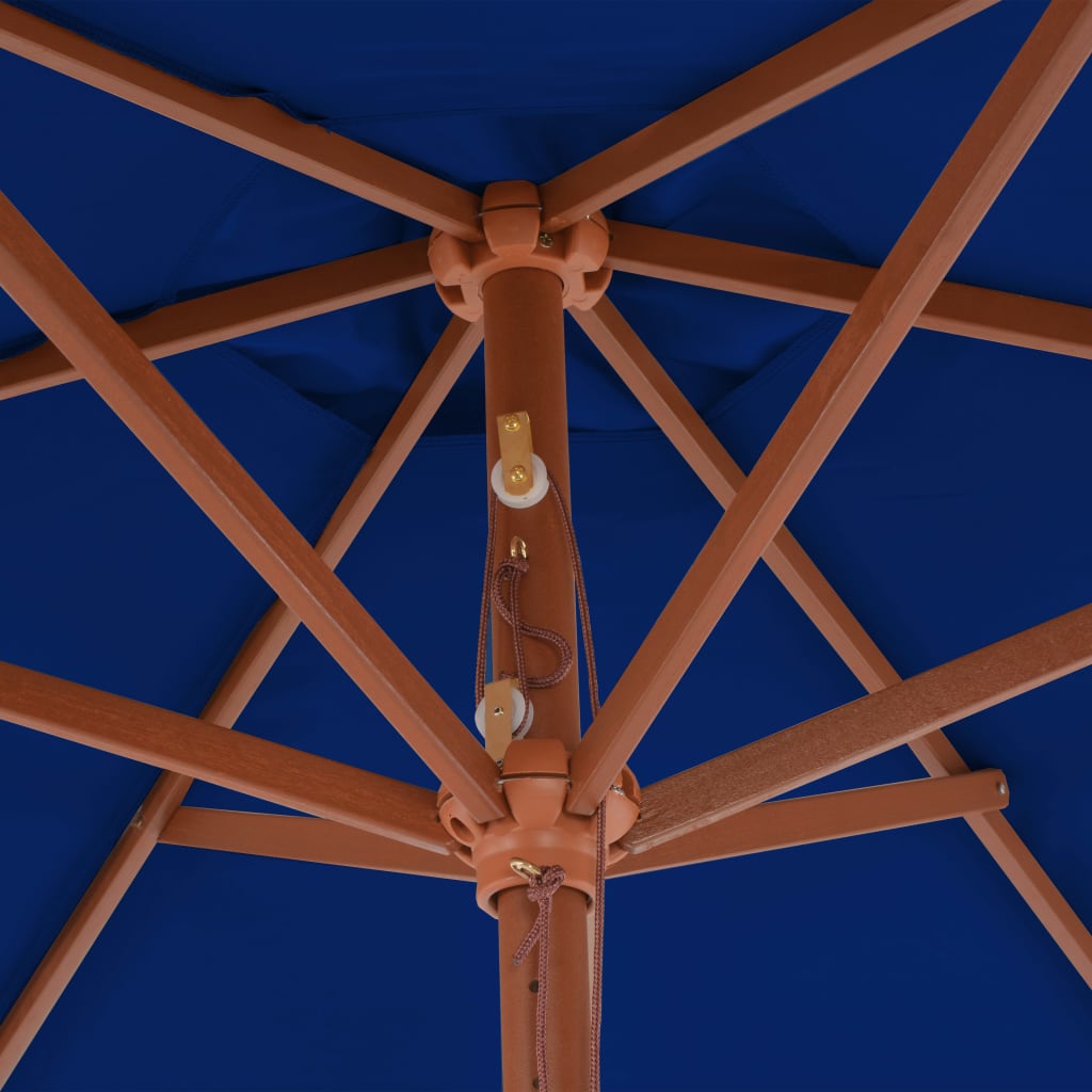 parasol 270 cm træstang blå
