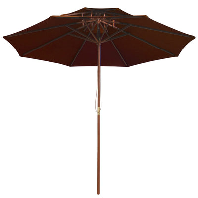 parasol m. træstang 270 cm 2 niveauer terrakotta