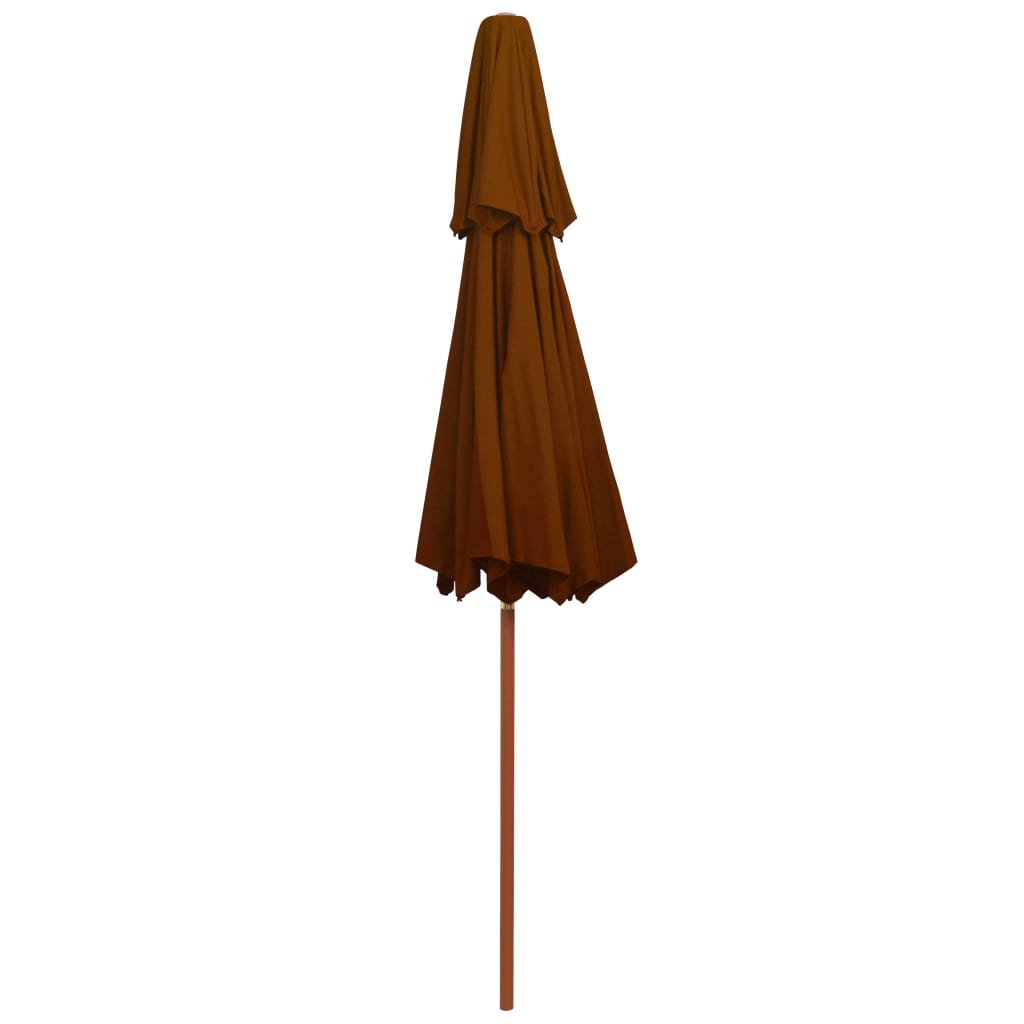 parasol m. træstang 270 cm 2 niveauer terrakotta