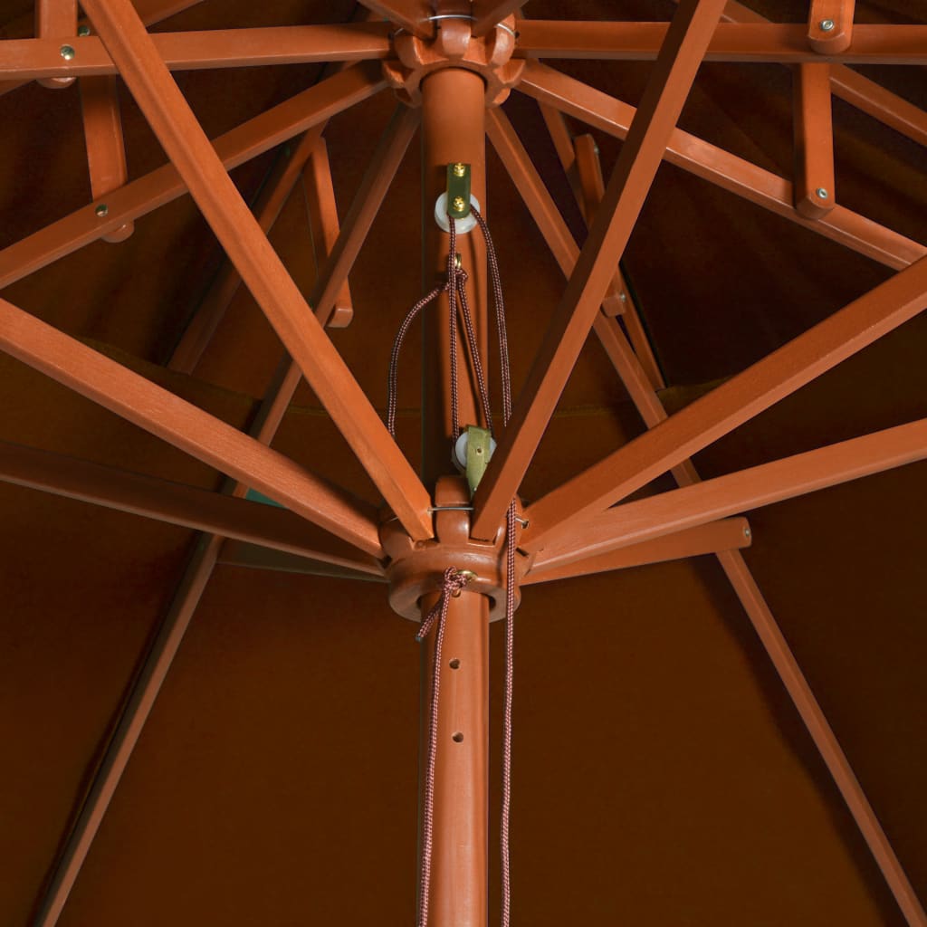 parasol m. træstang 270 cm 2 niveauer terrakotta