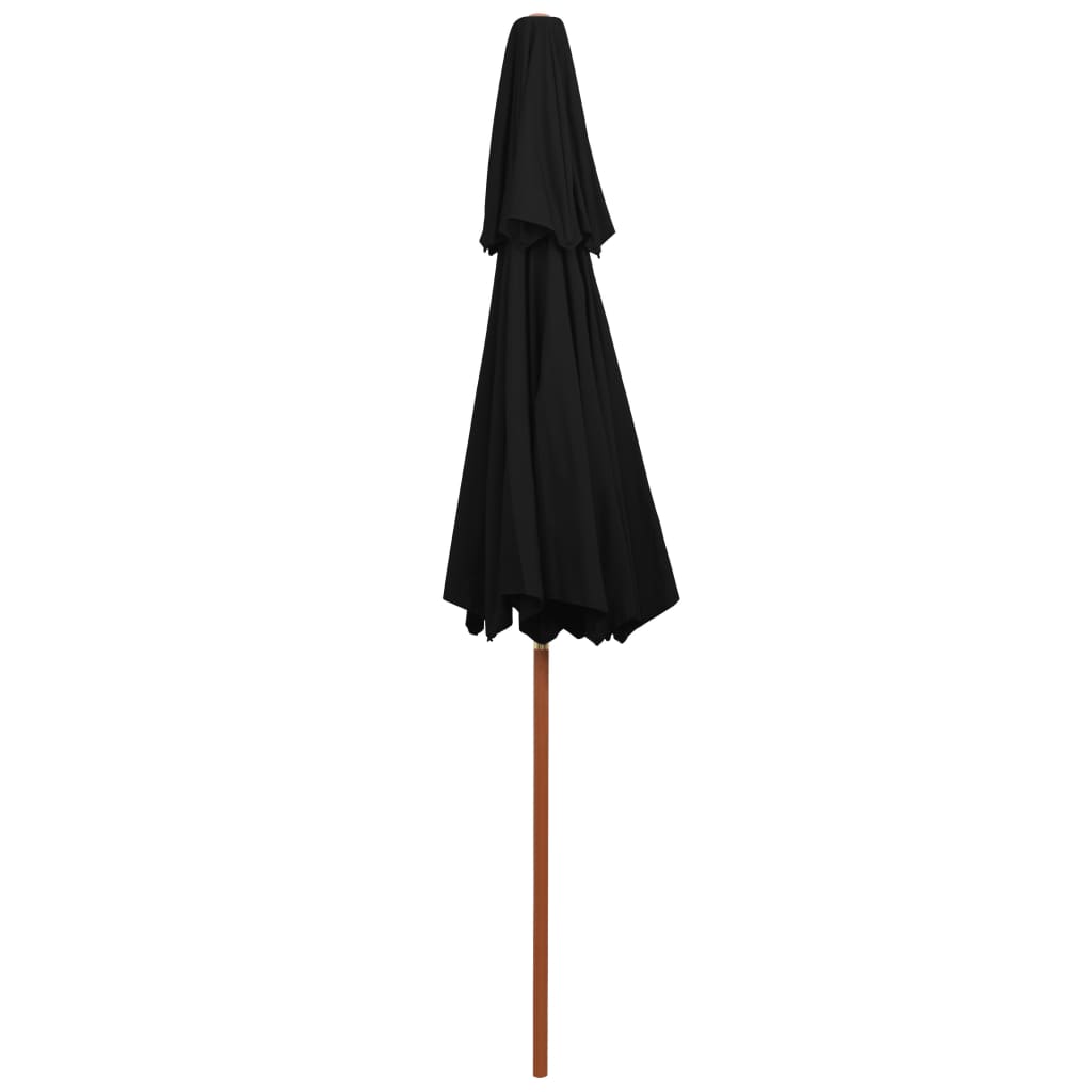 parasol m. træstang 270 cm 2 niveauer sort