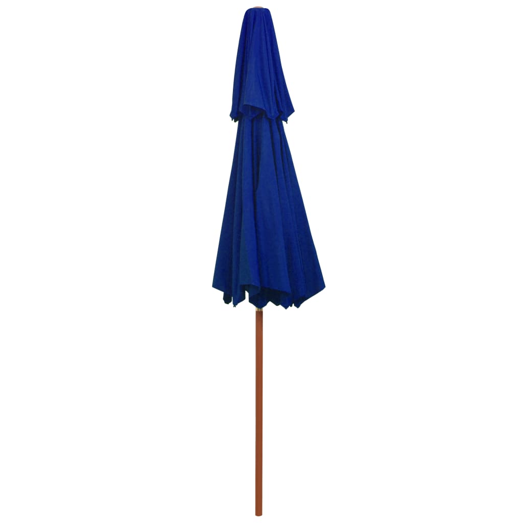 parasol m. træstang 270 cm 2 niveauer blå