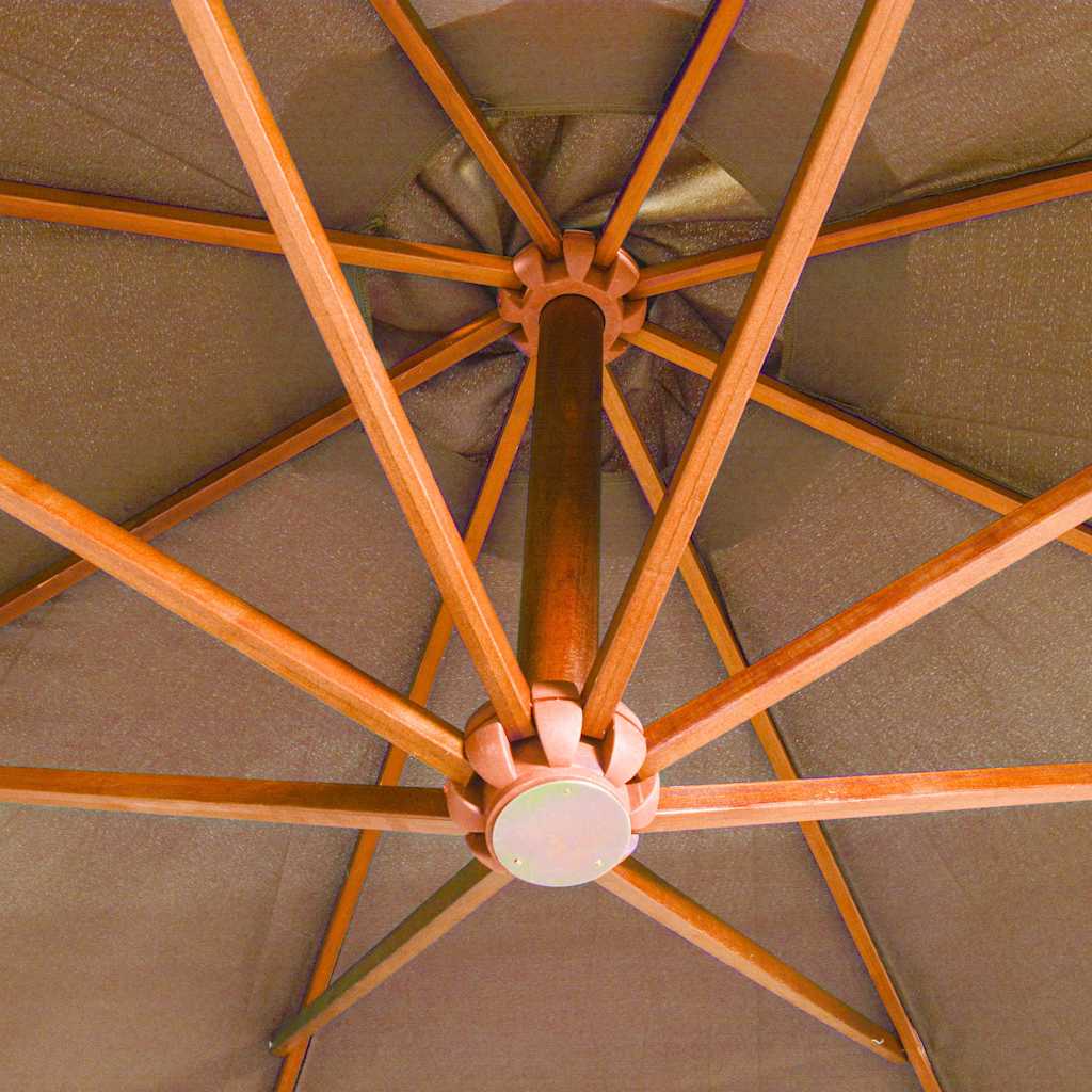 hængeparasol med stang 3,5x2,9 m massivt grantræ gråbrun