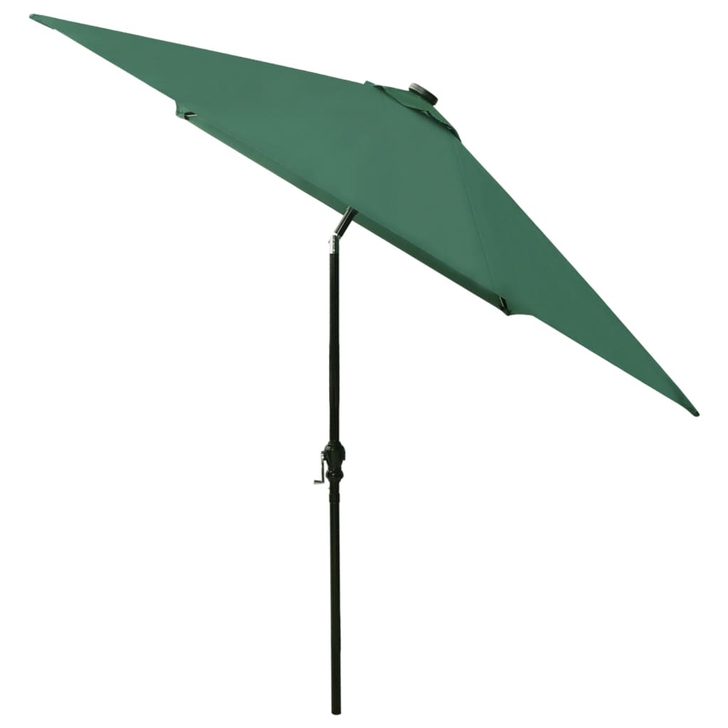 parasol med LED-lys og stålstang 2x3 m grøn