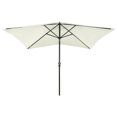 parasol med LED-lys og stålstang 2x3 m sandfarvet