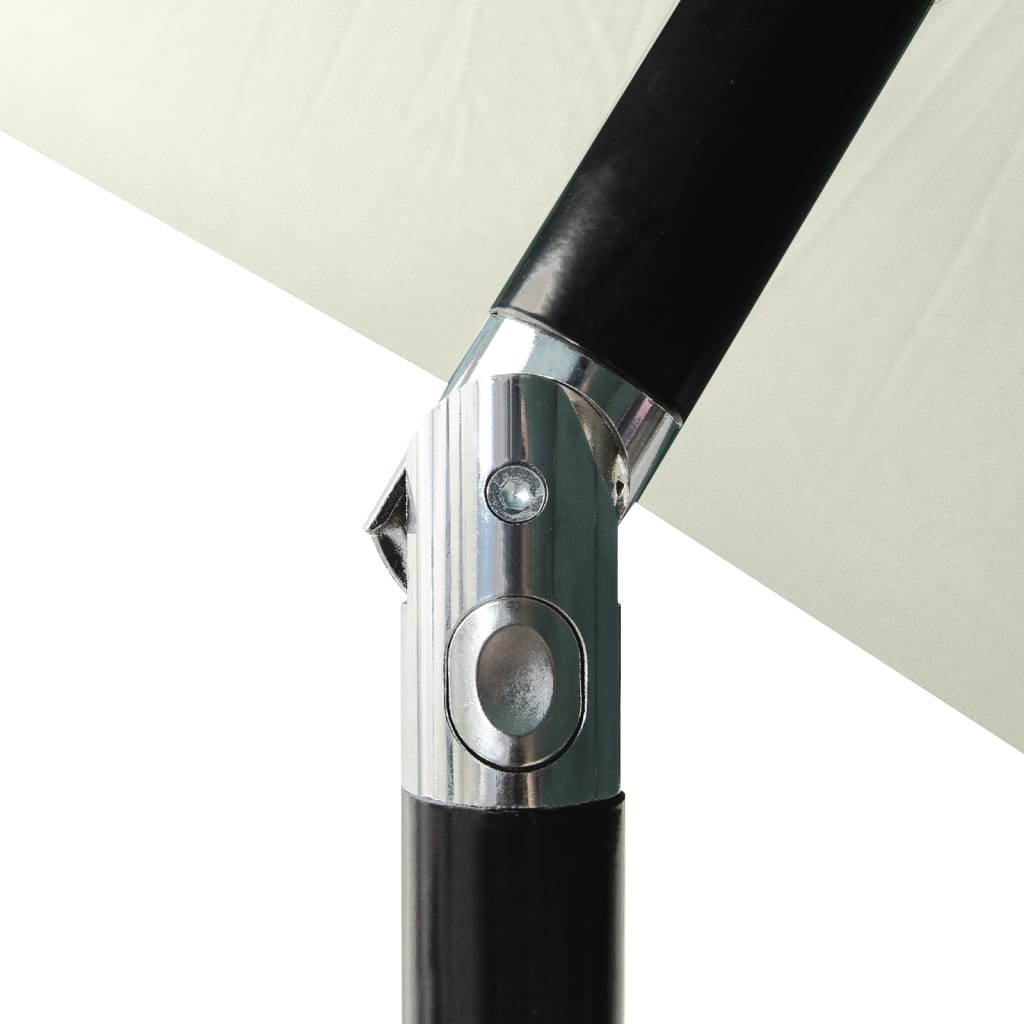 parasol med LED-lys og stålstang 2x3 m sandfarvet