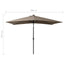 parasol med LED-lys og stålstang 2x3 m gråbrun