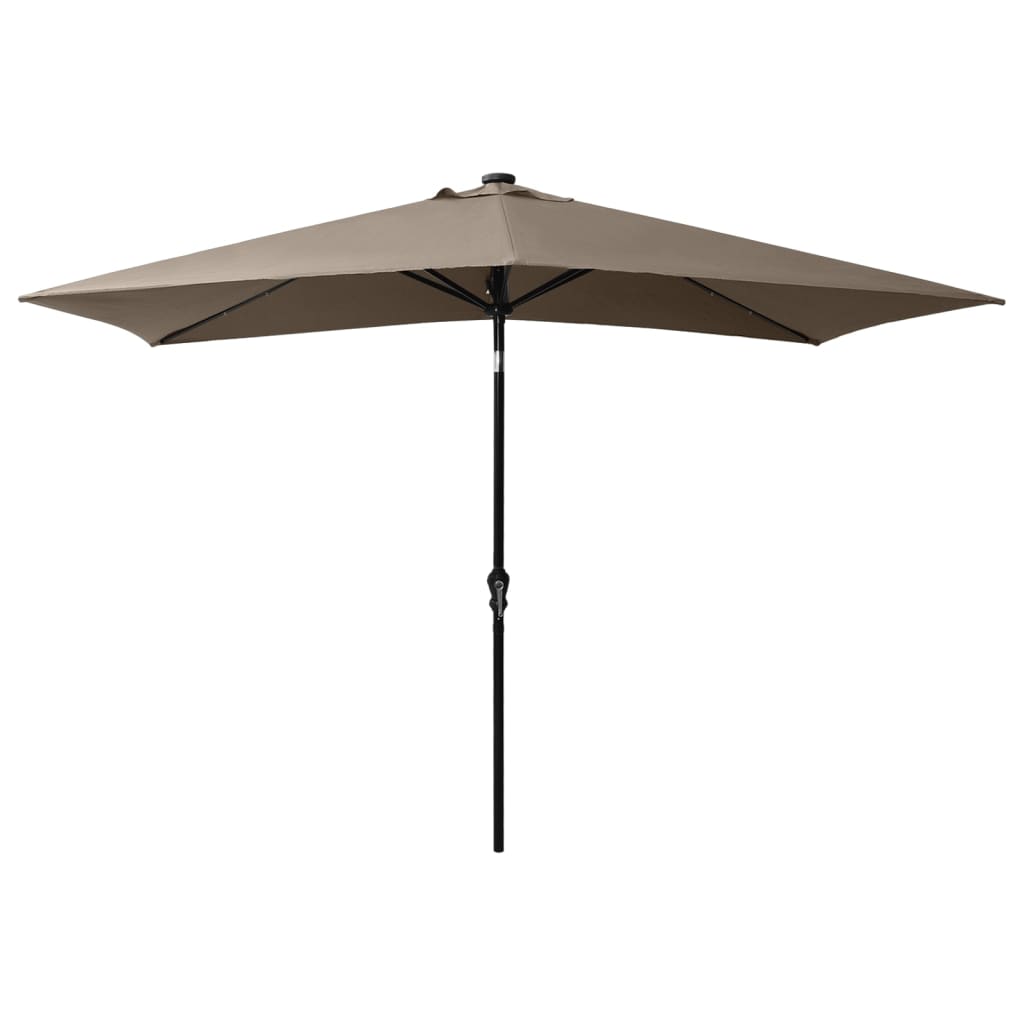 parasol med LED-lys og stålstang 2x3 m gråbrun