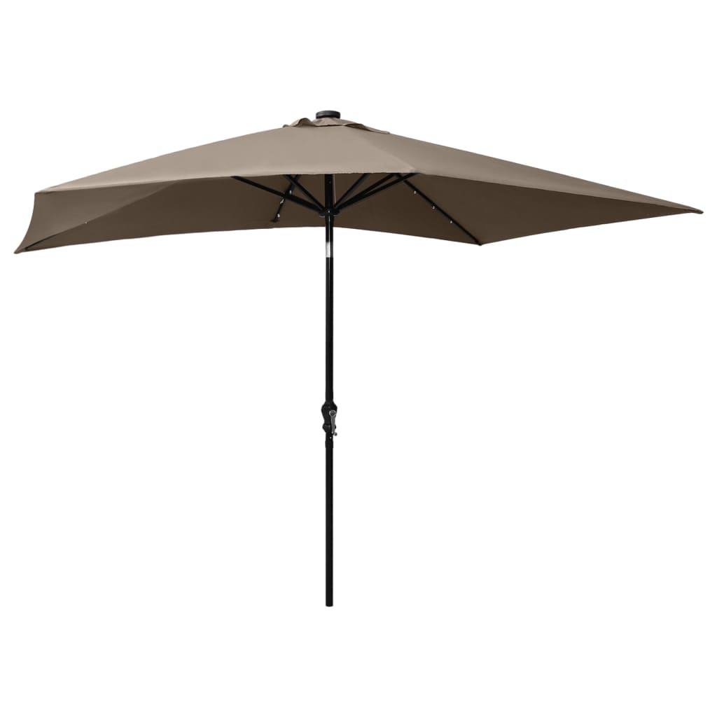 parasol med LED-lys og stålstang 2x3 m gråbrun