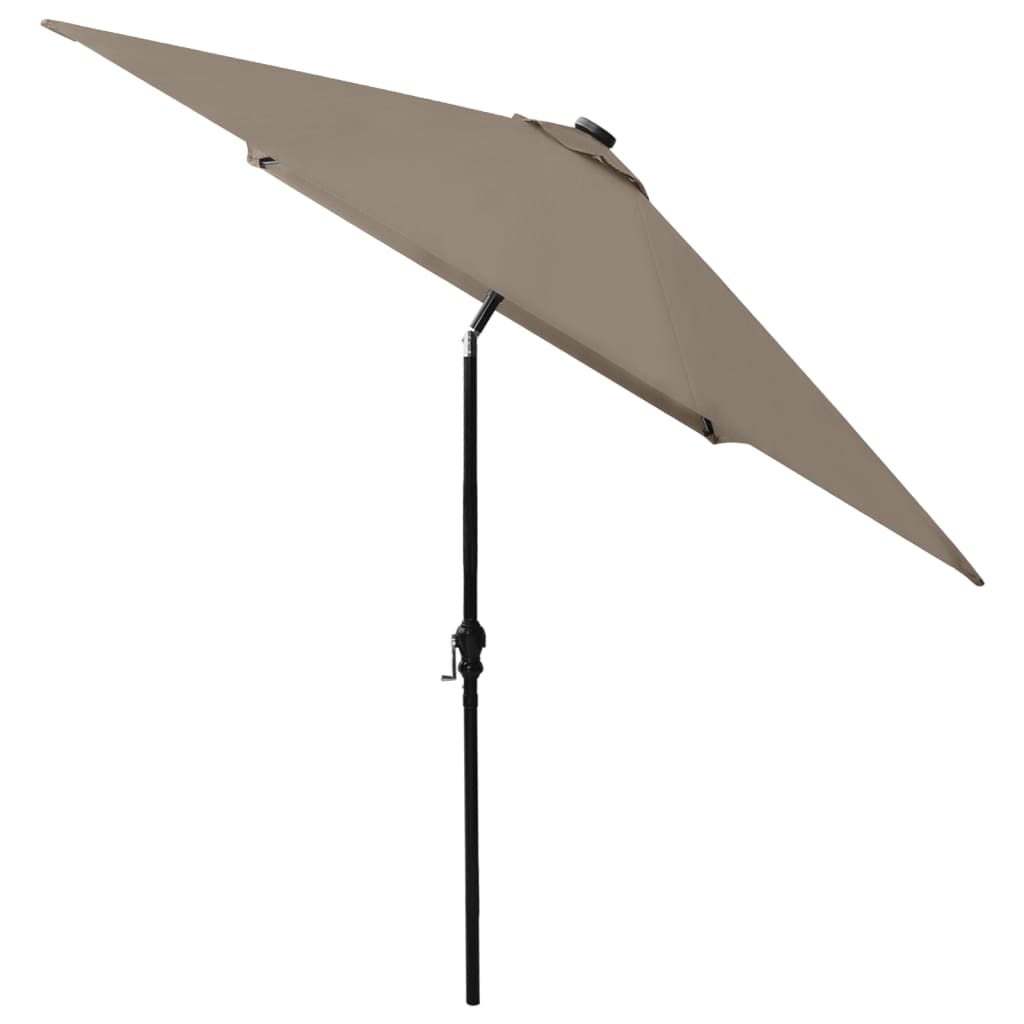 parasol med LED-lys og stålstang 2x3 m gråbrun