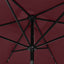 parasol med LED-lys og stålstang 2x3 m bordeauxrød