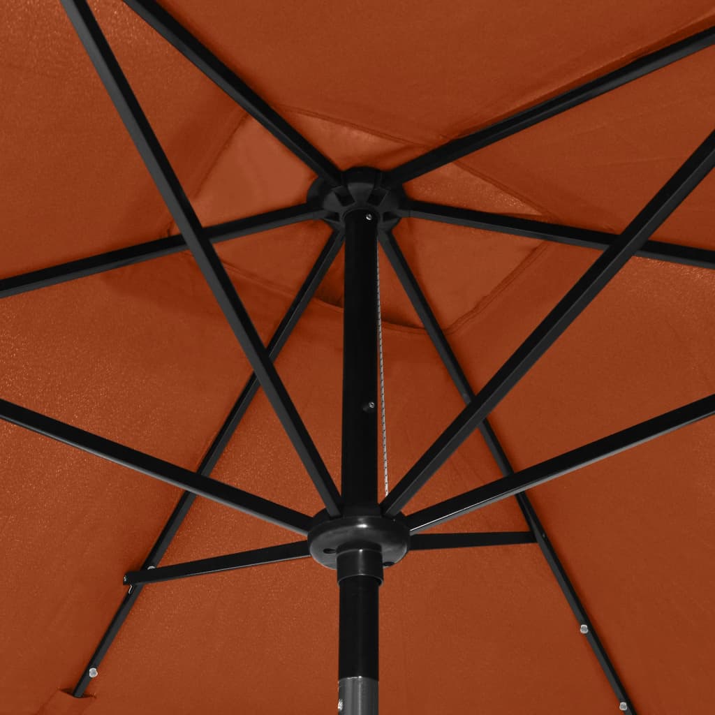 parasol med LED-lys og stålstang 2x3 m terrakotta