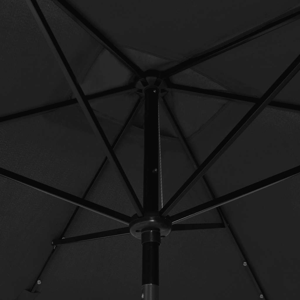 parasol med LED-lys og stålstang 2x3 m sort