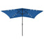 parasol med LED-lys og stålstang 2x3 m azurblå