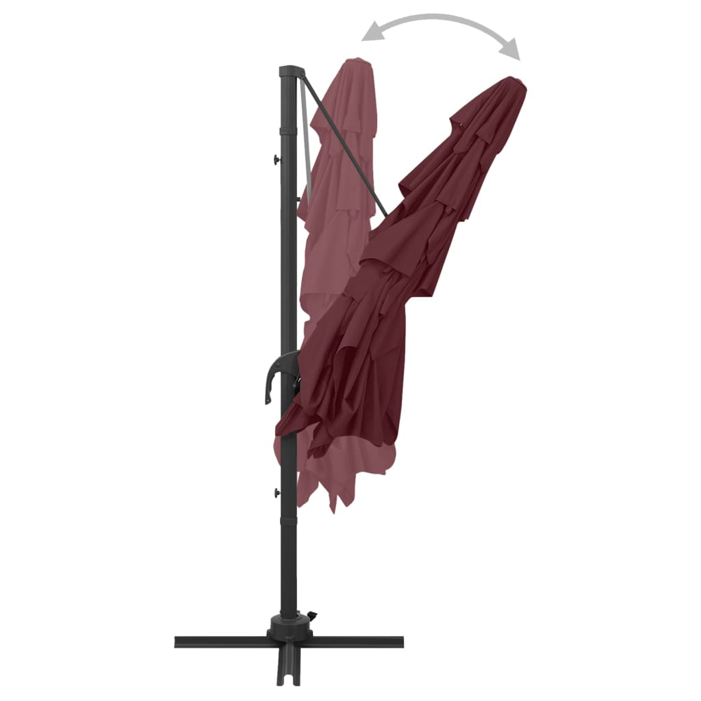 parasol 250x250 cm 4 niveauer aluminiumsstang bordeauxrød
