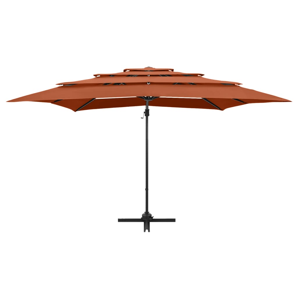 parasol 250x250 cm 4 niveauer aluminiumsstang terrakotta