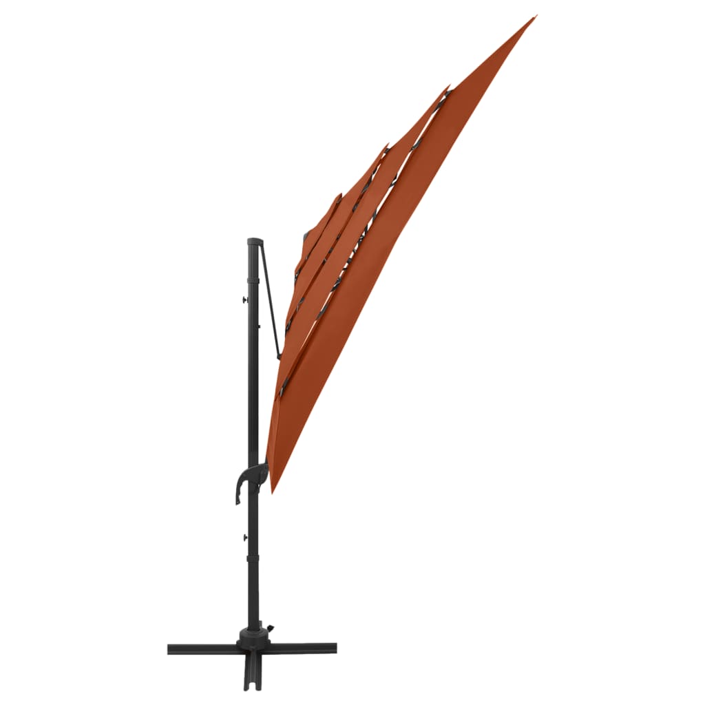 parasol 250x250 cm 4 niveauer aluminiumsstang terrakotta