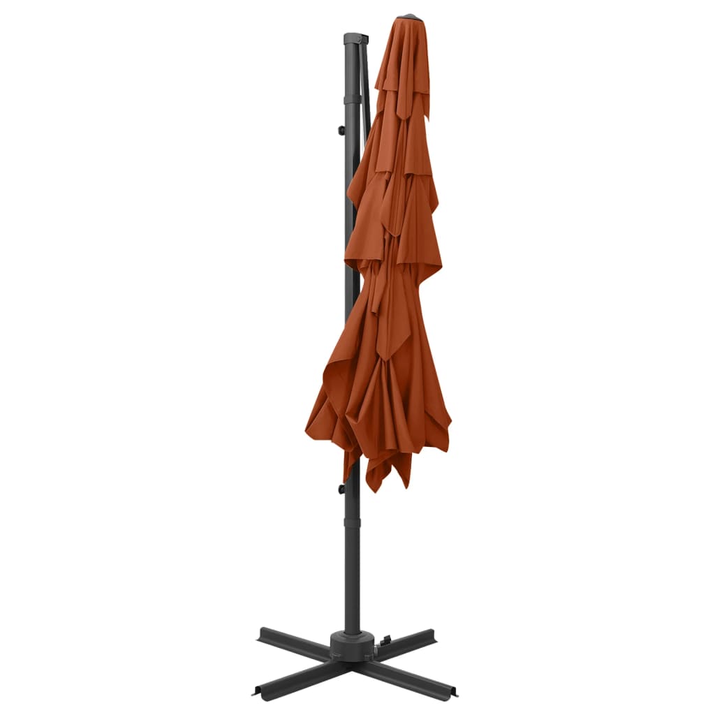 parasol 250x250 cm 4 niveauer aluminiumsstang terrakotta