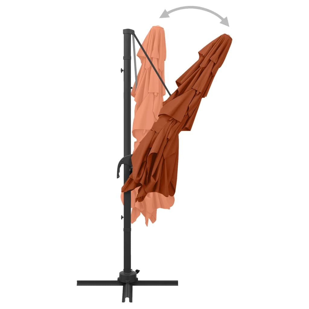 parasol 250x250 cm 4 niveauer aluminiumsstang terrakotta