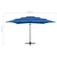 parasol 250x250 cm 4 niveauer aluminiumsstang azurblå