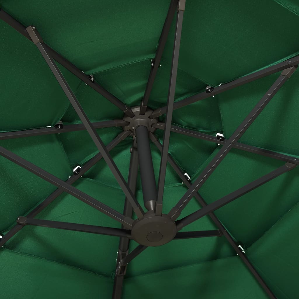 parasol 3x3 m aluminiumsstang 4 niveauer grøn