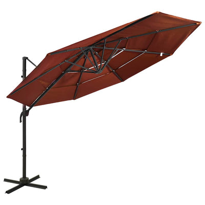 parasol 3x3 m aluminiumsstang 4 niveauer terrakotta