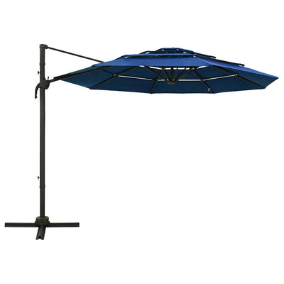 parasol 3x3 m aluminiumsstang 4 niveauer azurblå