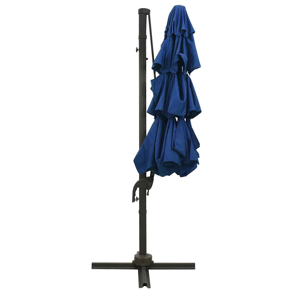 parasol 3x3 m aluminiumsstang 4 niveauer azurblå