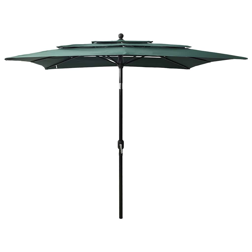 parasol 2,5x2,5 m aluminiumsstang 3 niveauer grøn