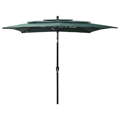 parasol 2,5x2,5 m aluminiumsstang 3 niveauer grøn