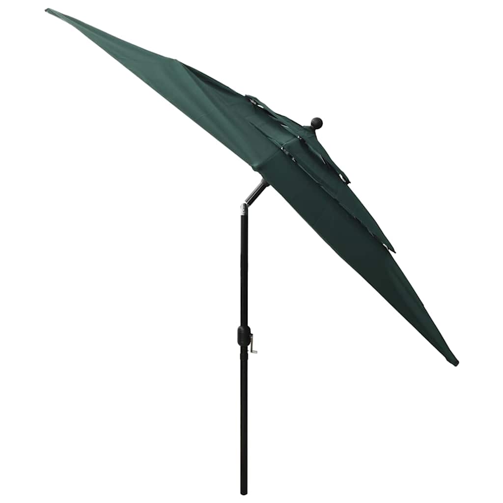 parasol 2,5x2,5 m aluminiumsstang 3 niveauer grøn