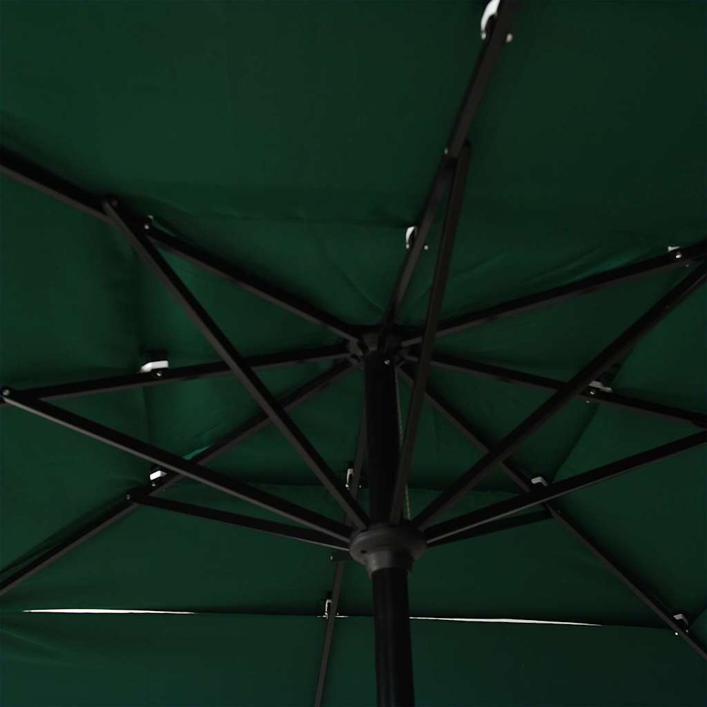 parasol 2,5x2,5 m aluminiumsstang 3 niveauer grøn