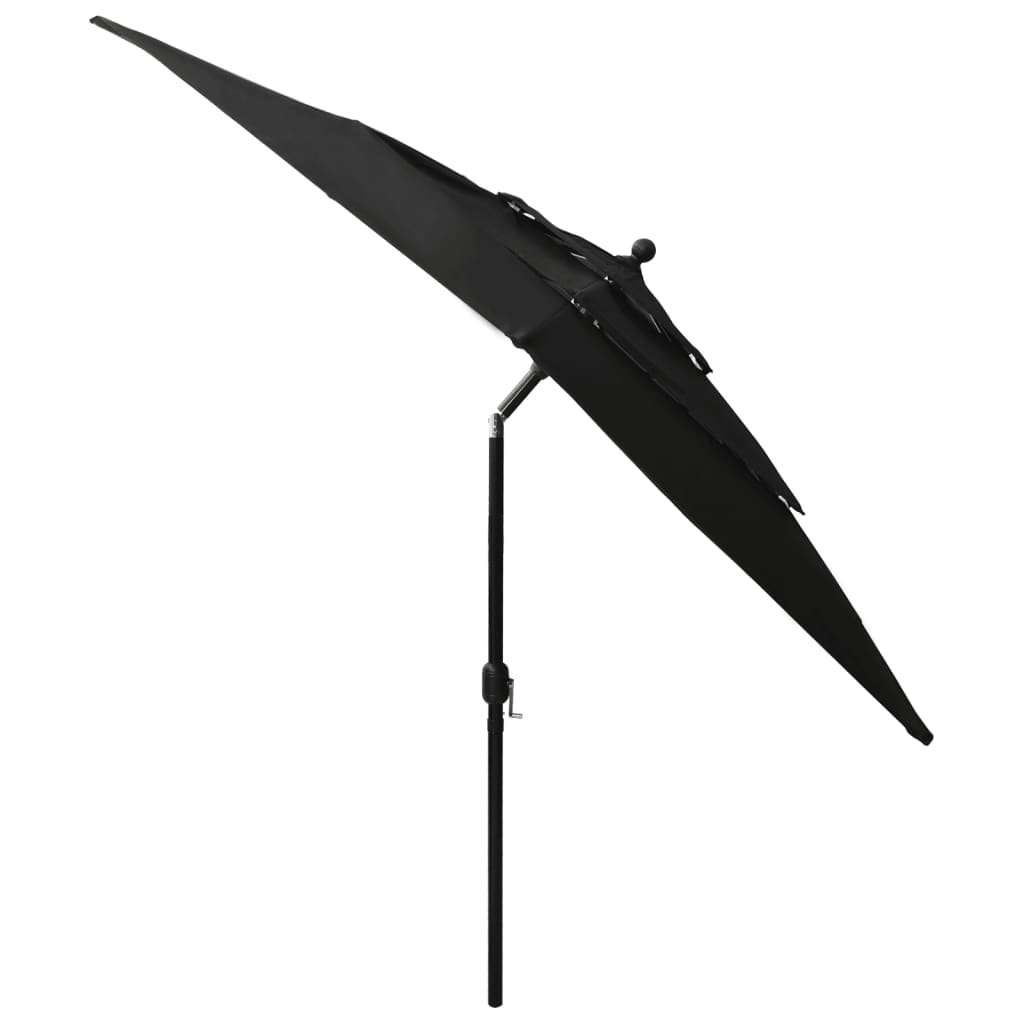 parasol 2,5x2,5 m aluminiumsstang 3 niveauer sort