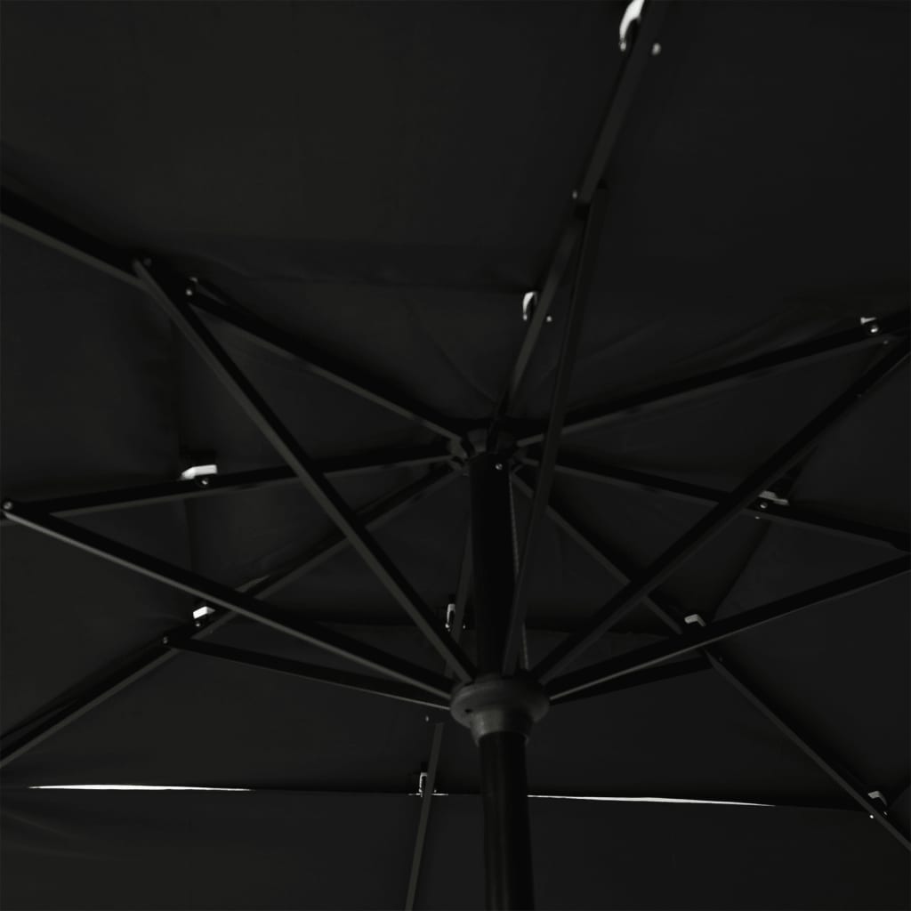 parasol 2,5x2,5 m aluminiumsstang 3 niveauer sort