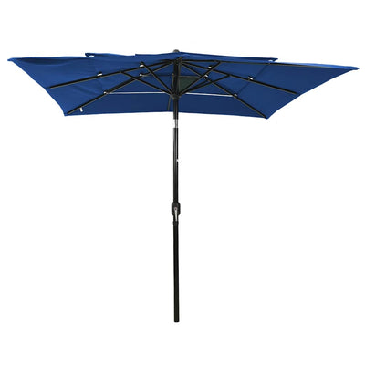 parasol 2,5x2,5 m aluminiumsstang 3 niveauer azurblå