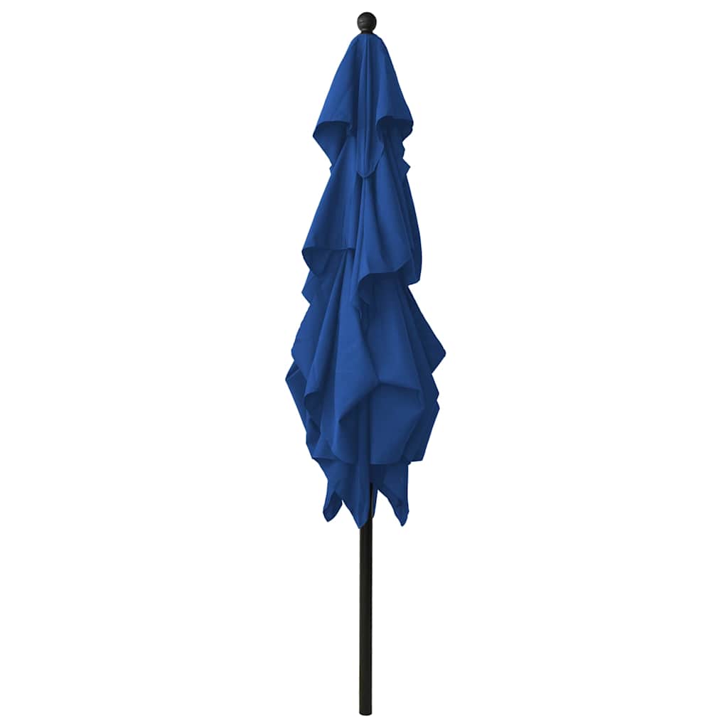 parasol 2,5x2,5 m aluminiumsstang 3 niveauer azurblå