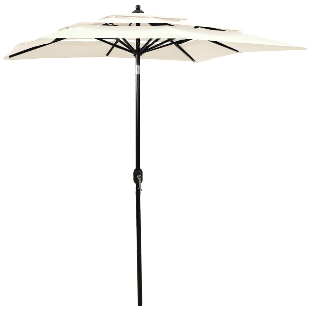 parasol 2x2 m aluminiumsstang 3 niveauer sandfarvet