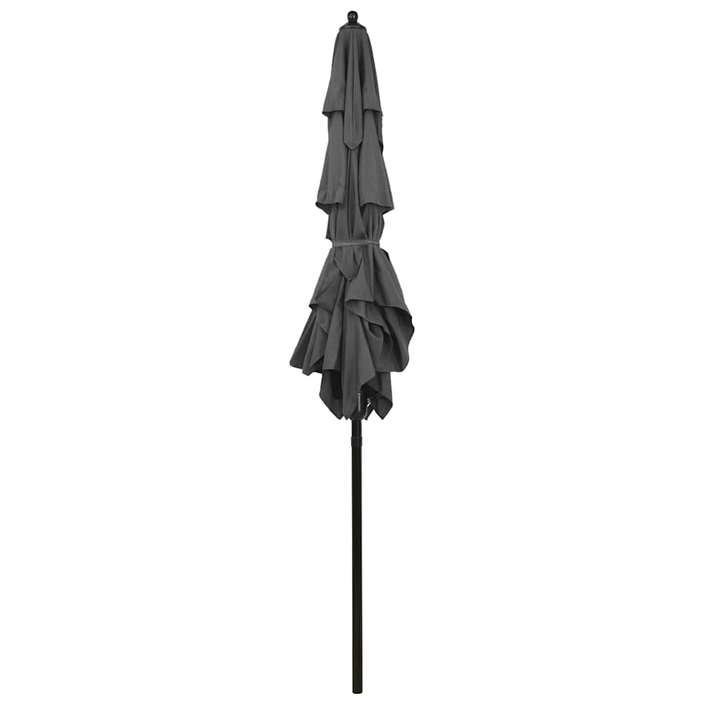 parasol 2x2 m aluminiumsstang 3 niveauer antracitgrå