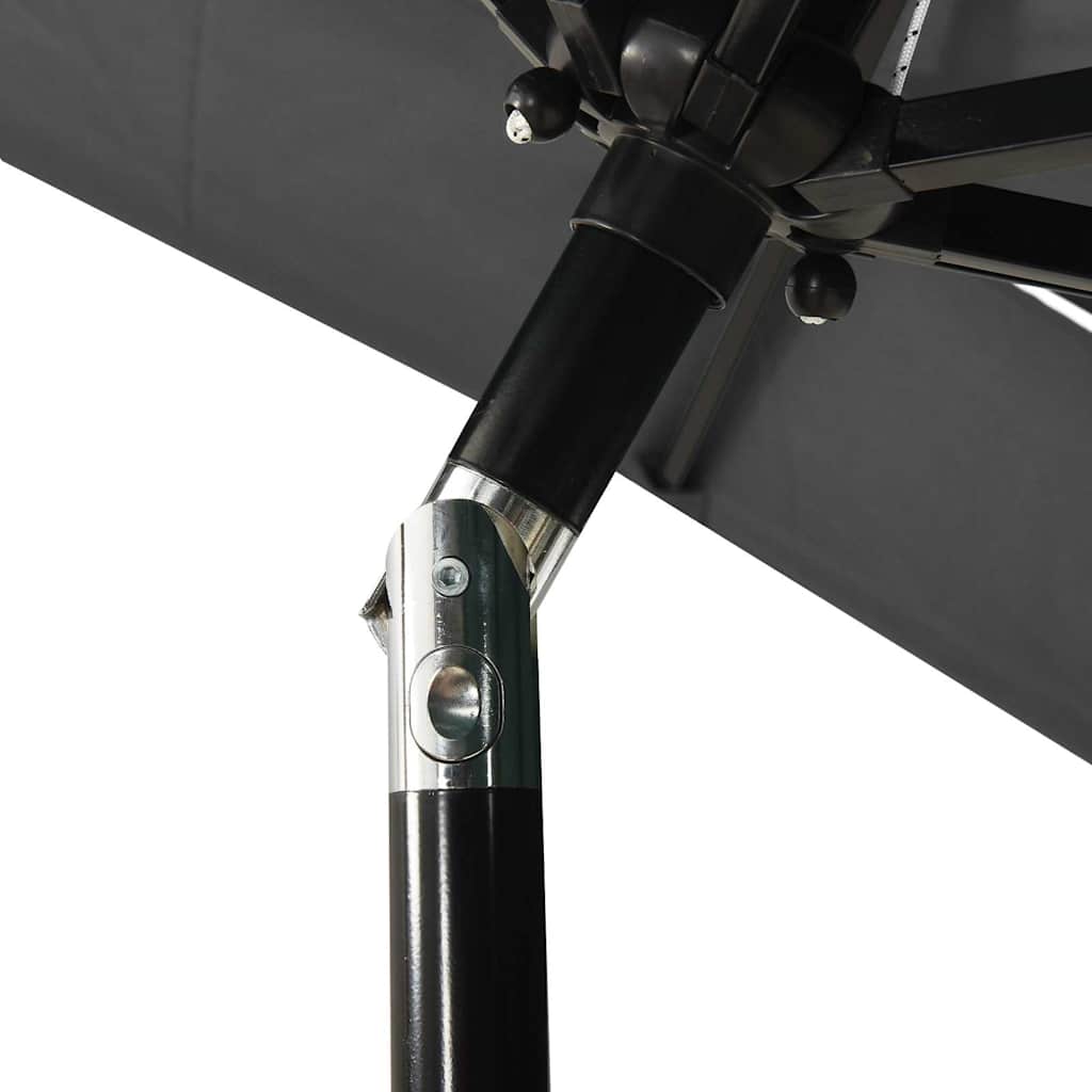 parasol 2x2 m aluminiumsstang 3 niveauer antracitgrå