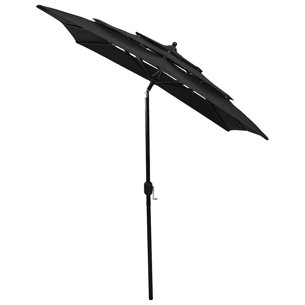 parasol 2x2 m aluminiumsstang 3 niveauer sort