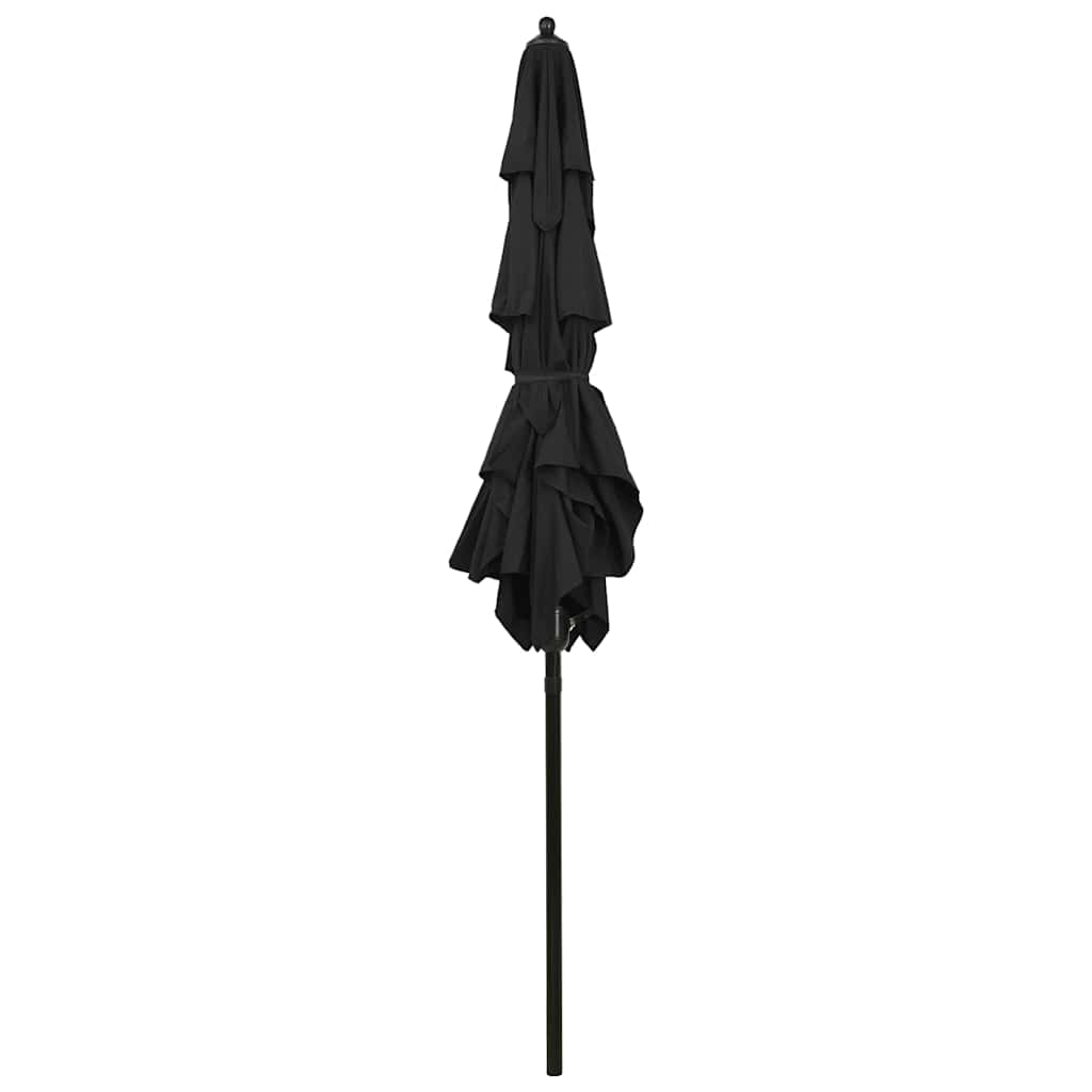 parasol 2x2 m aluminiumsstang 3 niveauer sort