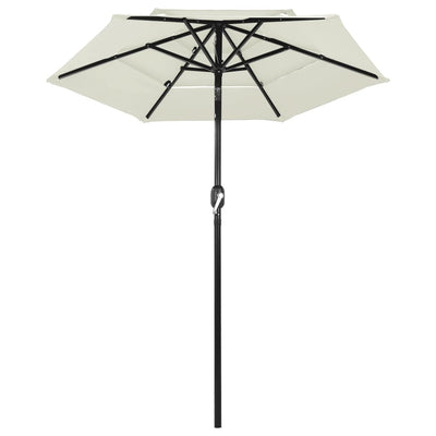 parasol 2 m aluminiumsstang 3 niveauer sandfarvet