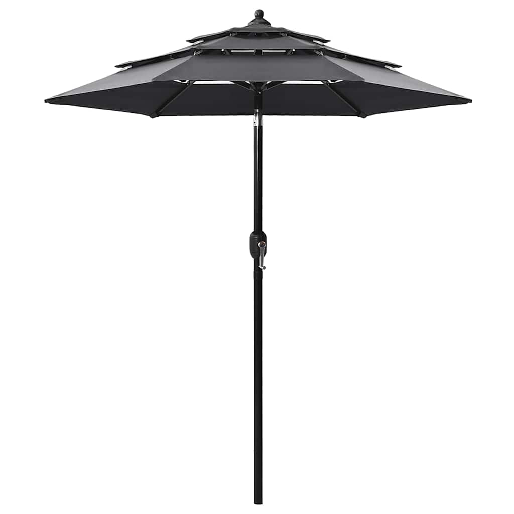 parasol 2 m aluminiumsstang 3 niveauer antracitgrå