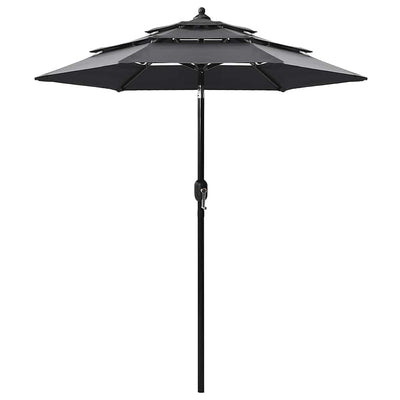 parasol 2 m aluminiumsstang 3 niveauer antracitgrå