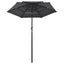 parasol 2 m aluminiumsstang 3 niveauer antracitgrå