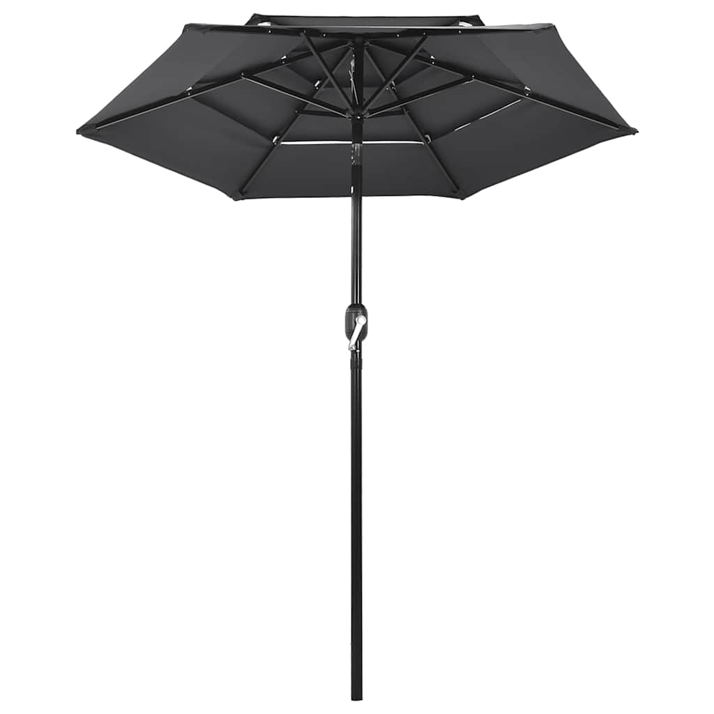 parasol 2 m aluminiumsstang 3 niveauer antracitgrå
