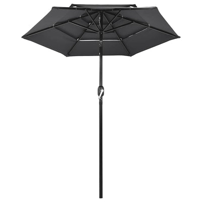 parasol 2 m aluminiumsstang 3 niveauer antracitgrå